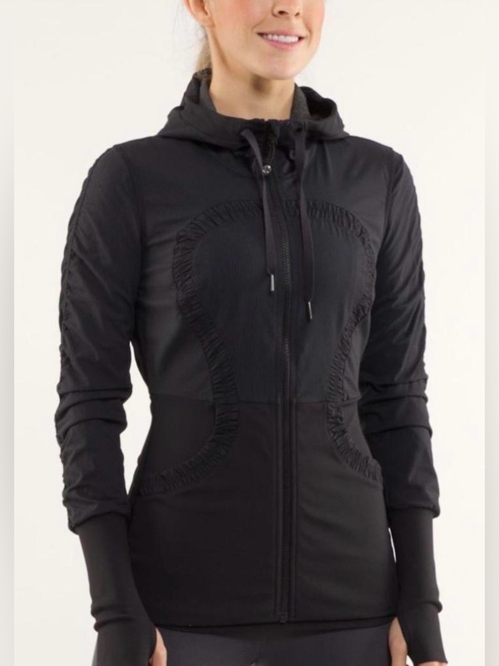 Lululemon Dance Studio Jacket Black Grey Reversible Hoodie Zip Up